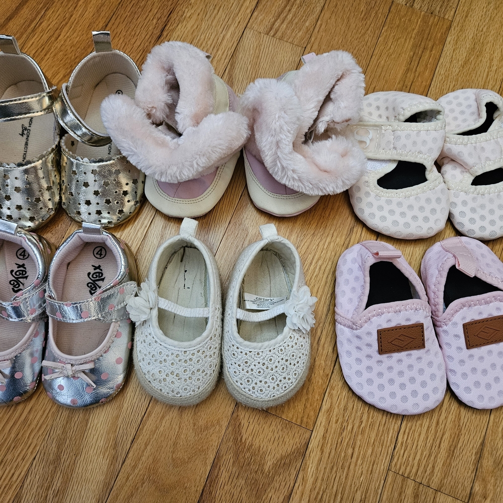 Silver and Pink Baby Shoes Set